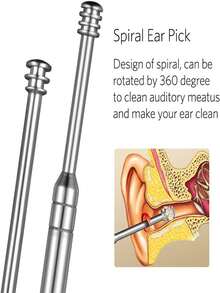 Herramienta de extracción de cerumen de acero inoxidable - Diseño de gancho en espiral, elimina el cerumen de manera segura y efectiva, apta para uso doméstico y profesional, herramienta de limpieza de cerumen | Herramienta de acero inoxidable | Herramienta de limpieza de cerumen duradera - Multicolor - Ver 6