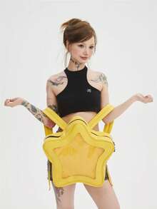 1pc Y2K Subculture Sweet & Spicy Vibe Versatile Backpack, Large Capacity Pentagram Unique Design Shoulder Bag, Fashionable Crossbody Bag, PU Material Zipper Closure, Suitable For Cute & Sweet Girls, 3D Rigid Wide Multi-Functional Versatile Transparent Decor Bag, DIY Ita Bag, Suitable For College Students, Travel, Shopping, Comic Conventions, Parties, Commuting, Matching Lolita Princess Dresses, JK Uniforms, Cosplay, Etc. - Multicolor - View 12