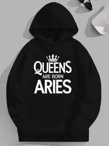 QUEENS ARE BORN ARIES Women's Hoodies - 黑色 - 查看 1