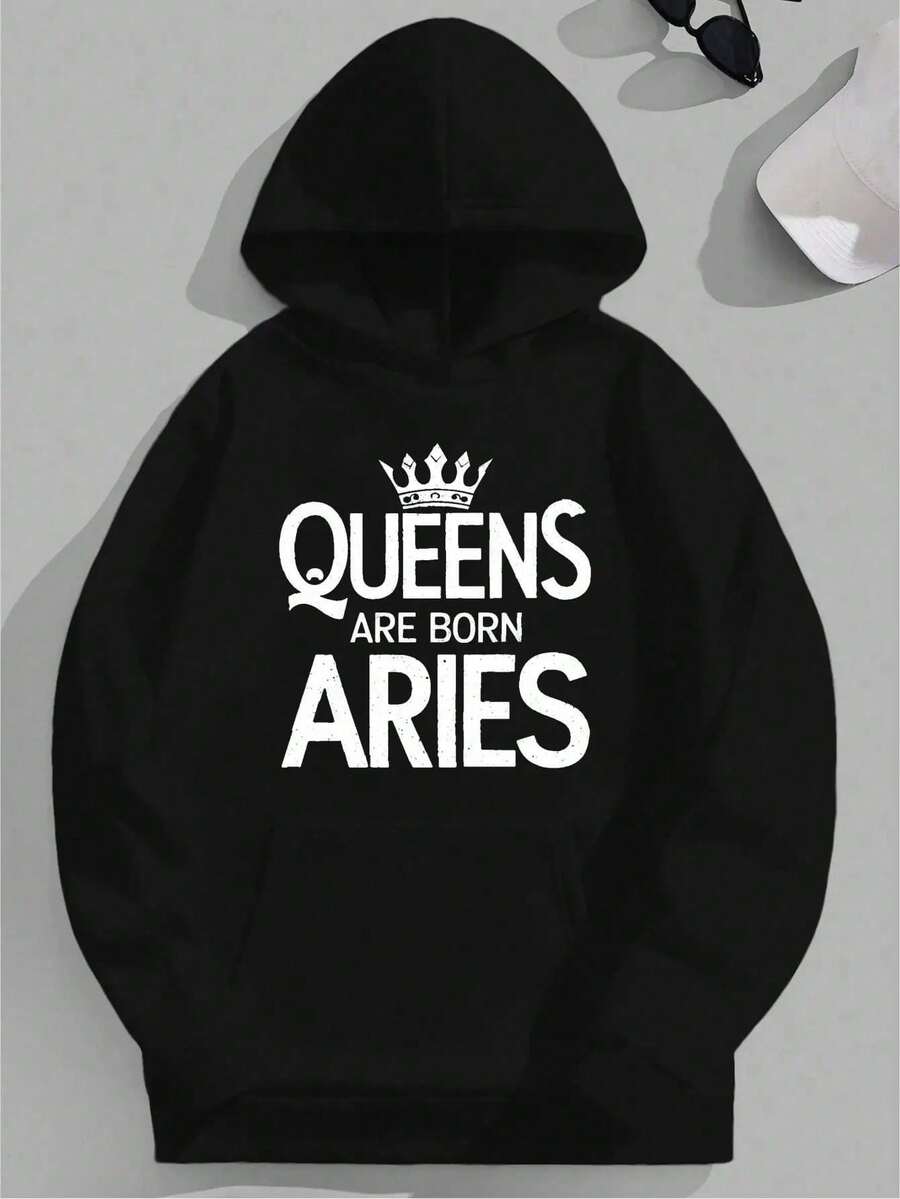 QUEENS ARE BORN ARIES Women's Hoodies - 黑色 - 查看 1