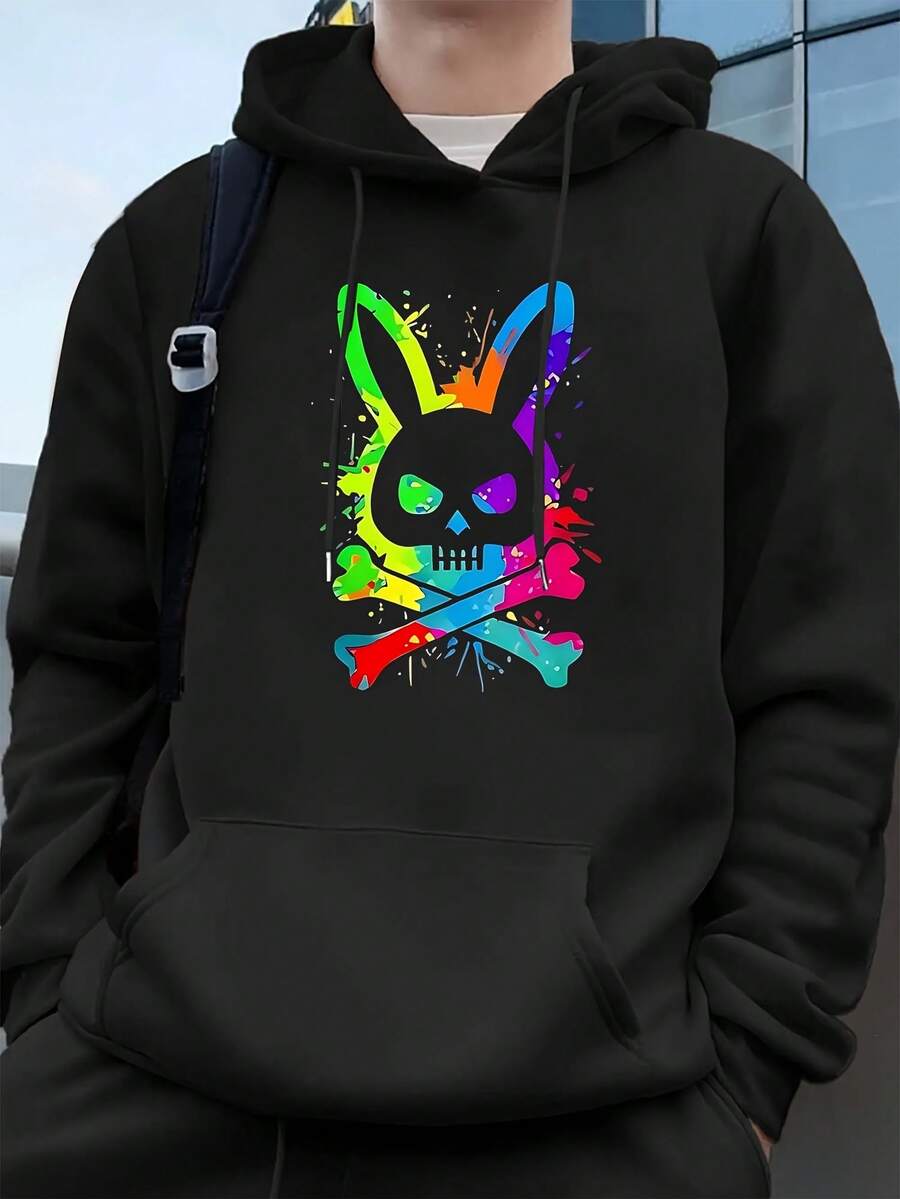 Sudadera con capucha de Navidad para hombres, de alta calidad y estilo holgado. Sudadera navideña negra para hombre, con divertidos diseños navideños, perfecta para ocasiones festivas, vacaciones y looks navideños. (1 unidad) - Negro - Ver 1