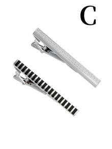 男士领带夹两件套，适用于普通领带、婚礼、商务场合，包含黑色和银色两种颜色，用途广泛，适合作为教师节礼物、朋友礼物、父亲节礼物或男士礼物。 - 黑+銀 - 查看 18