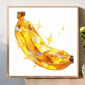 1pc15.75*15.75inch Unframed DIY Diamond Painting Set, 5D Mosaic Acrylic Round Diamond Artificial Diamond Shining Modern Gemstone Banana POP Art Fruit. Full Diamond Art Embroidery Cross Stitch Handmade , Picture Art Craft Home Wall Decoration