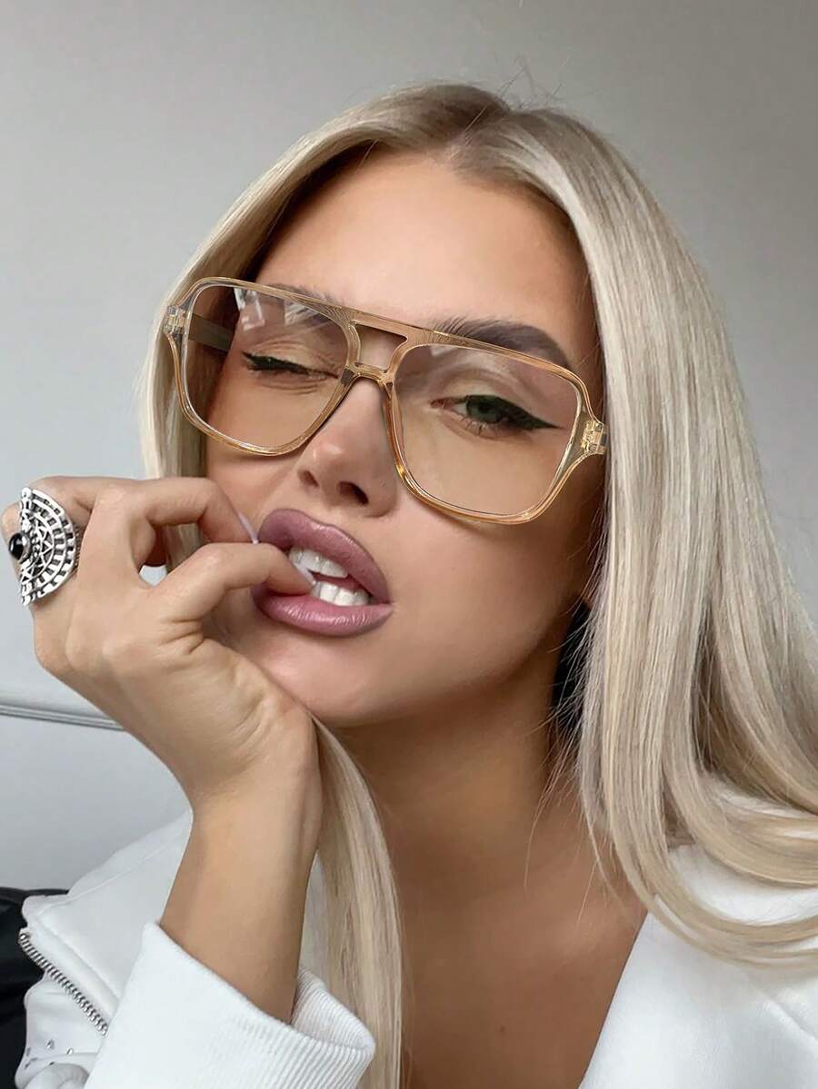 1 PC Women's Classic Aviator Frame Glasses For Computer Gaming Home Office - Multicolor - View 1