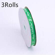 500cm/Roll Christmas Ribbon Grosgrain Satin Ribbons For Christmas Gift Wrapping Yule Decoration DIY Handmade Crafts - Green - View 7
