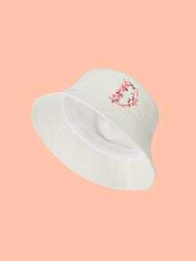 1pc Girls' White Sweet Pink Rose Decor Letter Pattern Bucket Hat, 26 Letters Customizable, Fashionable Soft Cute Lightweight Sun Protection, Suitable As Birthday/Holiday Gift, For Spring/Summer Outdoor Activities, Campus, Fishing - White - View 18