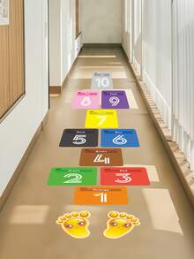 12pcs Cartoon Funny Square Number Hopscotch Wall Stickers, Home Decor, Self-Adhesive, Floor Decoration, Suitable For Bedroom And Living Room - A - View 1