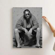 1pc Unframed Canvas Black & White Edgy Robe Figure With Bubbles Decor – Fits Unique Bathroom/Edgy Living Room Wall Decor; Ideal For Edgy Decor Lovers, Unique Decor Enthusiasts | Canvas Only - Multicolor - View 6