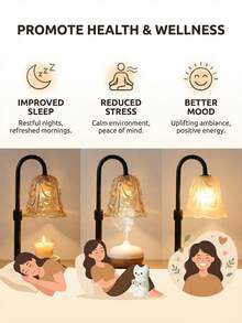 香薰蜡烛灯，蜡烛加热器/夜灯/台灯/浪漫氛围灯，带定时器和可调节亮度，配有两个灯泡，氛围香薰灯，情人节/母亲节/生日礼物，推荐礼物。