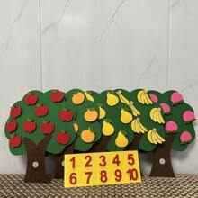 1/4/5 Pieces Of Felt And Non-Woven Fabric Kindergarten Toys And Teaching Aids, Fruit Tree Math Montessori Game Learning Numbers 1-10, School, Students, Stationery, Study Supplies, Kindergarten Children's Education And Learning Toys, Math Toys - Multicolor - View 5