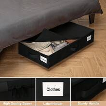 Large-Capacity Wheeled Under-Bed Storage Box, Foldable Storage Container With Casters, Ideal For Clothes, Bedding, Toys, Saves Space In Bedrooms And Dorm Rooms, Organizes Belongings, Christmas Decor, Perfect For The Holidays, 4 Styles Available, Home Organization Storage Box - màu đen - Xem 8