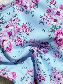 女士荷叶边花卉印花性感比基尼套装，适合夏季海滩度假 - 彩色 - 查看 3