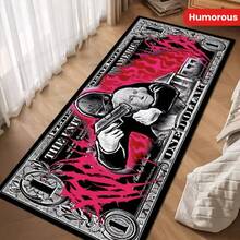 100% Polyester Gangsta Dollar Design Knitted Carpet - Washable Non-Slip Rectangular Rug, Suitable For Living Room, Bedroom, Hallway - Machine Woven Humorous Indoor Carpet