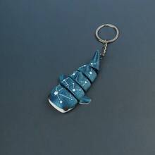 1Pc 3D Printed Movable Galaxy Keychain - Dark Blue Gradient Whale Shark Charm, Starry Constellation Fashion Accessory For Women - 彩色 - 查看 14