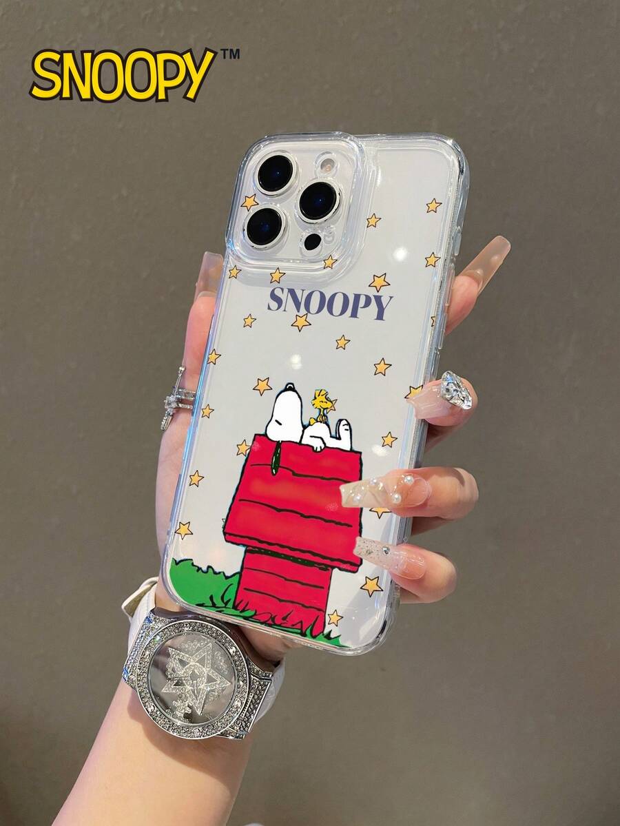 SNOOPY A Cartoon Anime Transparent Hollow Phone Case Made Of Anti-Drop Tpu Material, Which Can Be Given As A Holiday Gift. It Is Suitable For Apple Phones, And The New Model Is Suitable For IPhone13/14/15/16/17Pro Max Phones - 彩色 - 查看 1