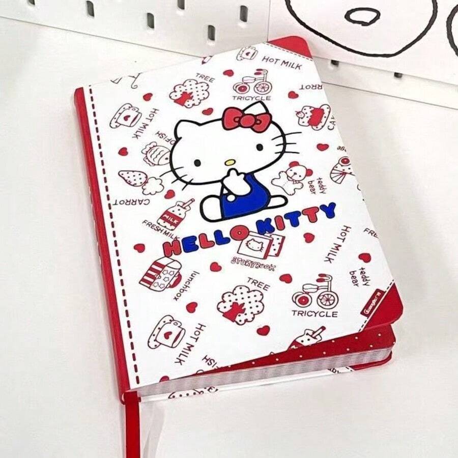 SANRIO 1本Hello Kitty笔记本，设计可爱，适合学生记笔记、上班族列待办事项、记录每日灵感，实用分隔页设计，提升效率，舒缓心情，便携易用，是返校季送给朋友和同学的绝佳礼物 - 彩色 - 查看 1