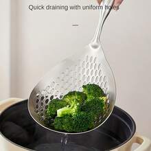 1pc Durable, Easy To Clean Restaurant Grade Kitchen Utensils And Supplies Stainless Steel Colander, Kitchen Dumpling Noodle Fishing Spoon Draining Oil Frying Colander  Skimmer Spoon Slotted Spoon  Frying Spoon Strainer  Slotted Spoons For Cooking  Cocina Kitchen Essentials Kitchen Gadgets  Cooking Utensils  Kitchen Cleaning  Christmas Gift - 銀色(大號) - 查看 8