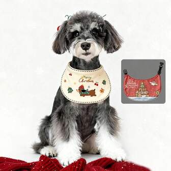 1pc Christmas Pet Bandana, Reversible Dog Bib/Scarf, Cute Cat Neck Scarf, Adjustable Size S/M/L