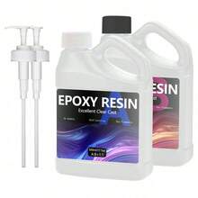 1:1 AB透明环氧树脂套装，1000毫升/34盎司环氧树脂胶，高粘度密封剂，晶莹剔透的固化剂，适用于DIY珠宝制作、涂层、木材、树脂模具，是手工爱好者和初学者的理想之选。 - 多重規格 - 查看 14
