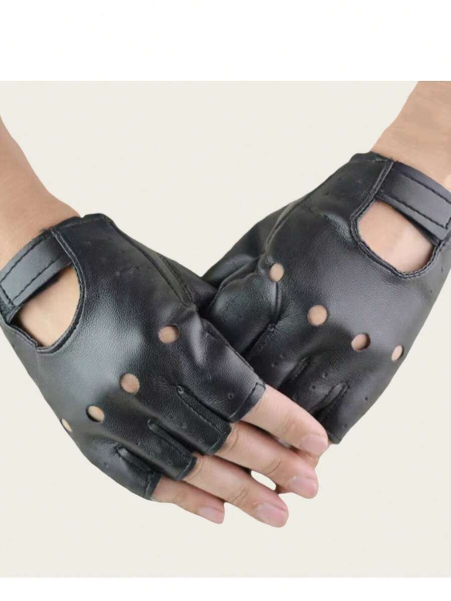 1 Pair Half Finger Breathable Polyester Fitness Gloves - Black - View 1