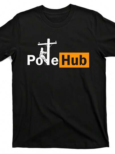 pole hub lineman line worker utility pole funny lineman fun t shirt_phl6533777 at_black_product_image