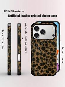 Cheetah,Leopard Print 1pc Leopard Pattern Faux Leather Anti-Fall Anti-Shock Resonance Design Soft Phone Case Compatible With Apple 17 Pro Max/16 Pro Max/16 Plus/13 Pro Max/14 Pro Max 13 14 11 12 Pro 11/15 Pro, Galaxy S24 Ultra, Resonance Design Craftsmanship, Holiday Gift