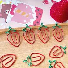 10 szt. uroczych spinaczy do papieru w kształcie truskawek, estetyczne zakładki ze stali nierdzewnej i spinacze do stron do dziennika szkolnego w biurze, kawaii artykuły papiernicze na prezent