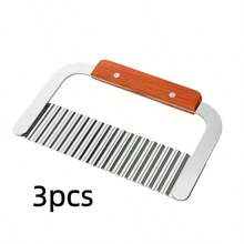 Corte Batata Ondulada para Cozinha - Aço Inox Durável, Ideal para Legumes e Chips - Multicolorido - Visão 7