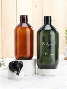 1pc Personalized Custom Refill Bottle, Suitable For Shower Gel, Shampoo, And Lotion; Transparent Amber Plastic Pump Bottle With Black Pump Cap; Cosmetic Container For Packaging And Storage; Used For Essential Oils, Lotions, Fragrances In Skincare And Beauty Products; Suitable For Custom Formulas And Elegant Packaging Solutions; Multifunctional, Decorative, Lettered, Delicate, Stylish, Vintage, Unique, Customizable, Personalized, Custom-Made. - 300ml - View 7