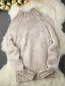 Áo len cổ cao nữ mùa thu/đông, áo chui đầu dệt kim mềm mại, áo kiểu rộng rãi thoải mái, phù hợp mặc hàng ngày, ấm áp và dễ chịu. - Cơm ấm mơ - Xem 2