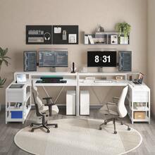 LITTLE TREE 55" L-Shaped Computer Desk With Drawers, Modern White Writing Table With Storage Shelves,Reversible Corner Home Office Desk With Monitor Stand, Gaming Workstation For Small Space,Apartment - 白色 - 查看 10