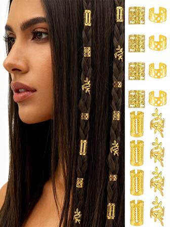 40pcs Metal Dreadlock Beads Hollow Hair Accessories, Claw Clips, Hair Slide, Hair Barrettes