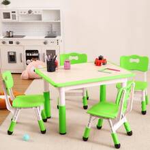 Techigher Kids Table And 4 Chairs Set, Height Adjustable Toddler Table And Chair Set With Graffiti Desktop, Children Multi-Activity Table For Ages 2-8 - 綠色 - 查看 8
