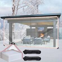 Transparente wasserdichte Plane, wasserdichte Regenschutzabdeckung, strapazierfähige ölhaltige Abdeckfolie, klare Vinyl-Planen mit Ösen - Plane mit Ösen, wasserdicht & windundurchlässig, reißfest und unzerreißbar für Garten, Balkon, Terrasse, Markisen, Winterpflanzenabdeckung, Gewächshaus, Camping-Ausrüstung, für den Außenbereich - transparent - Übersicht 2