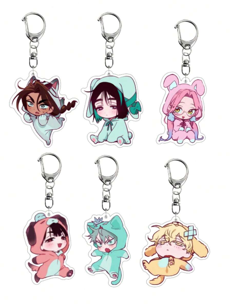 1/6PCS Alien Stage High-Definition Cute Anime Character Key Pendant Backpack Pendant Wallet Pendant - Multicolor - View 1
