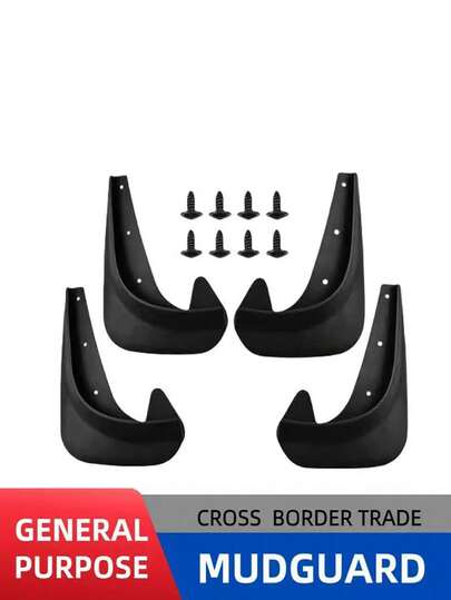 A Set Of 4 Universal Car Mudguards - Front And Rear Wheel Protectors, Made Of Durable PP Material, For Protecting The Front And Rear Wheels Of A Car, Suitable For All Weather Conditions, Easy To Install, Universal, Suitable For Compact Cars And Small Vehicles, Compatible With Europe And More Regions.