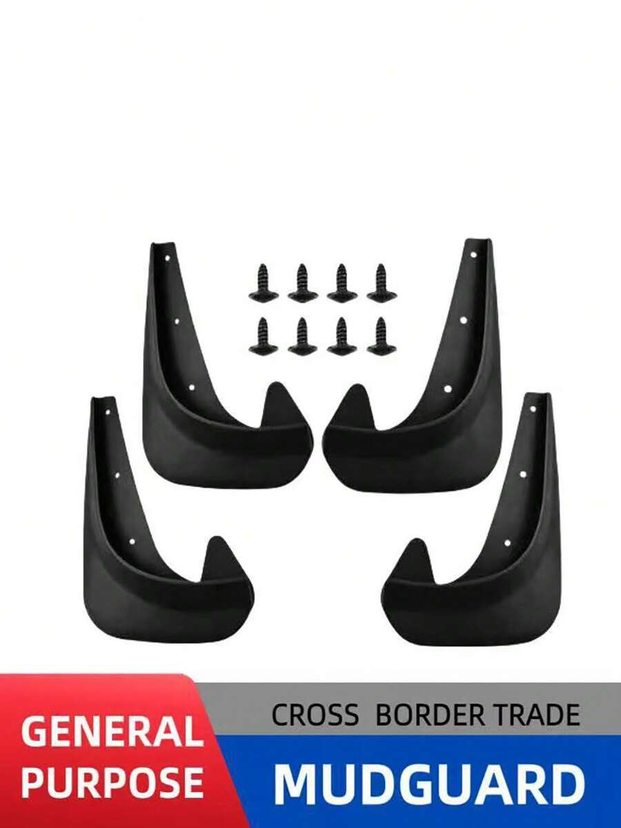 一套 4 个通用汽车挡泥板 - 前后轮保护器，采用耐用的 PP 材料制成，用于保护汽车的前后轮，适用于各种天气条件，易于安装，通用型，适用于紧凑型汽车和小型车辆，兼容欧洲及更多地区。