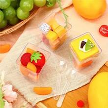 100支透明甜点勺，独立包装，派对用品 - 厚实耐用，适用于甜点、冰淇淋、布丁，是家庭聚会、婚礼派对、感恩节、甜品店、蛋糕店的理想之选。 - 透明湯匙 - 查看 5