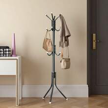 Vertical Coat And Hat Rack With 8 Hooks - 黑色 - 查看 1