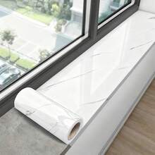High Quality Window Sill Sticker, Waterproof & Fade-Resistant - Self-Adhesive Marble Gray-White Texture Waterproof Wallpaper, Window Sill Renovation Sticker, Suitable For Window Sill Renovation, Bay Window Covering, Balcony Window Sill Decoration - White - View 5