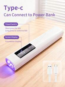 XEIJAYI 1个迷你可充电UV LED美甲灯，适用于凝胶美甲，快速烘干，UV LED凝胶指甲油美甲烘干灯，美甲工具，可充电沙龙设备 - 白色 - 查看 7