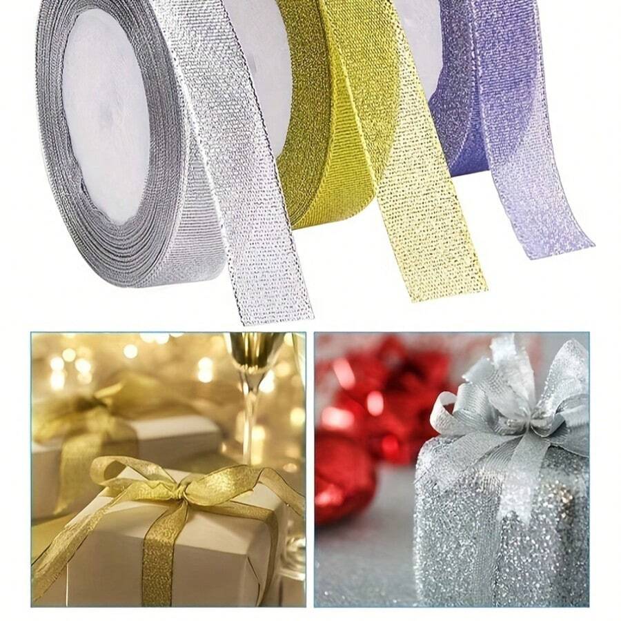 5米金色闪光丝带，礼盒鲜花蛋糕丝带 - 彩色 - 查看 1