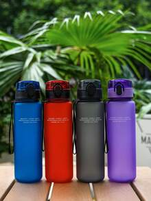 1件 700ml/25oz 啞光簡約圖案運動水壺，防漏瓶口，附手提繩，耐用，4色可選，Back T，開學第一天 - 彩色 - 查看 3