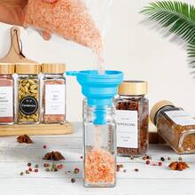 15/24/36PCS Glass Food Dispensing Jars With Bamboo Lids, Labeled Glass Bottles, With Collapsible Funnels, Spice Racks, Cabinet And Drawer Spice Dispensing And Storage Bottles - 黃色 - 查看 4