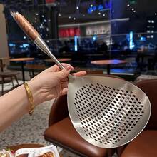 1pc Durable, Easy To Clean Restaurant Grade Kitchen Utensils And Supplies Stainless Steel Colander, Kitchen Dumpling Noodle Fishing Spoon Draining Oil Frying Colander  Skimmer Spoon Slotted Spoon  Frying Spoon Strainer  Slotted Spoons For Cooking  Cocina Kitchen Essentials Kitchen Gadgets  Cooking Utensils  Kitchen Cleaning  Christmas Gift - 銀色(大號) - 查看 11