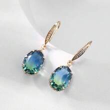 1pc Cubic Zirconia Drop Earrings Copper Jewelry - Multicolor - View 10