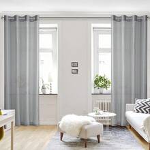 Hiasan Set Of 2 Sheer Voile Curtains Living Room With Eyelets Curtains Panel Curtains Transparent Airy Decorative Curtain For Bedroom 240 X 140 Cm (H X W) White - Dark Grey - View 6