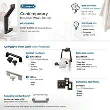 Amerock H37003G10 - Gancho decorativo de pared de doble punta, gancho de ní satinado para abrigos, sombreros, mochilas, bolsas, ganchos para baño, recámara, clóset, entrada, lavadero, oficina(Double Prong Bronce aceitado) - Multicolor - Ver 6