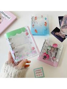 1pc Goldfish Print Loose-Leaf Notebook, Student M5 Mini Apple Cat Notebook, Strawberry Diary Portable Pocket Notebook - Multicolor - View 8