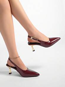 2025 Spring French Style Pointed Toe Backless Flat Sandals For Women, Elegant Lady-Like Design - Burgundy - View 5